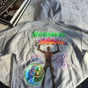 Gray Astronomical Hoodie with Colorful Graphics